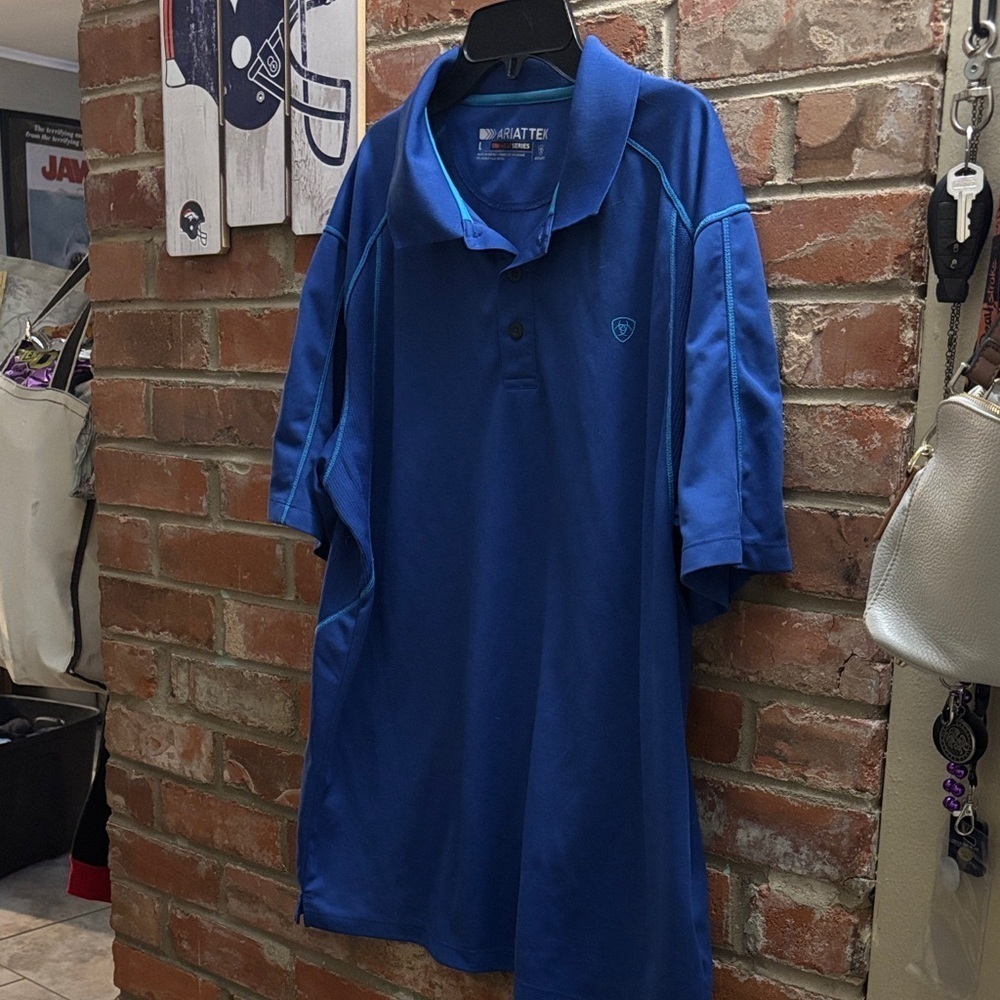 Ariat Men's Vibrant Blue Polo Shirt AriatTek size Large